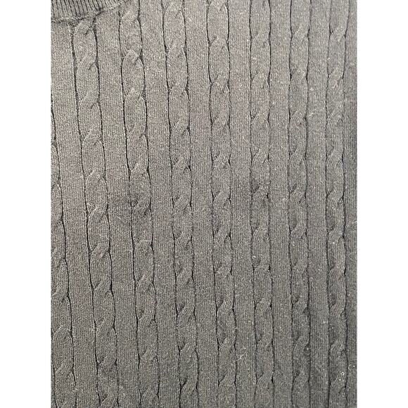 LANDMUSEUM Men's Black Cable Knit Crewneck Short Sleeve Shirt SZ L - Picture 4 of 10